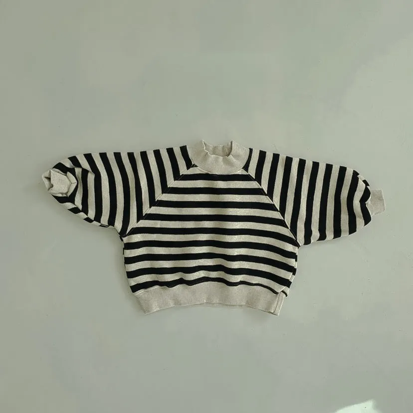 Striped Mockneck Knit Sweatshirts
