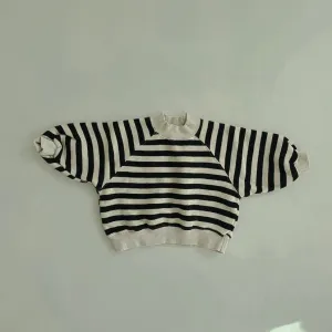 Striped Mockneck Knit Sweatshirts