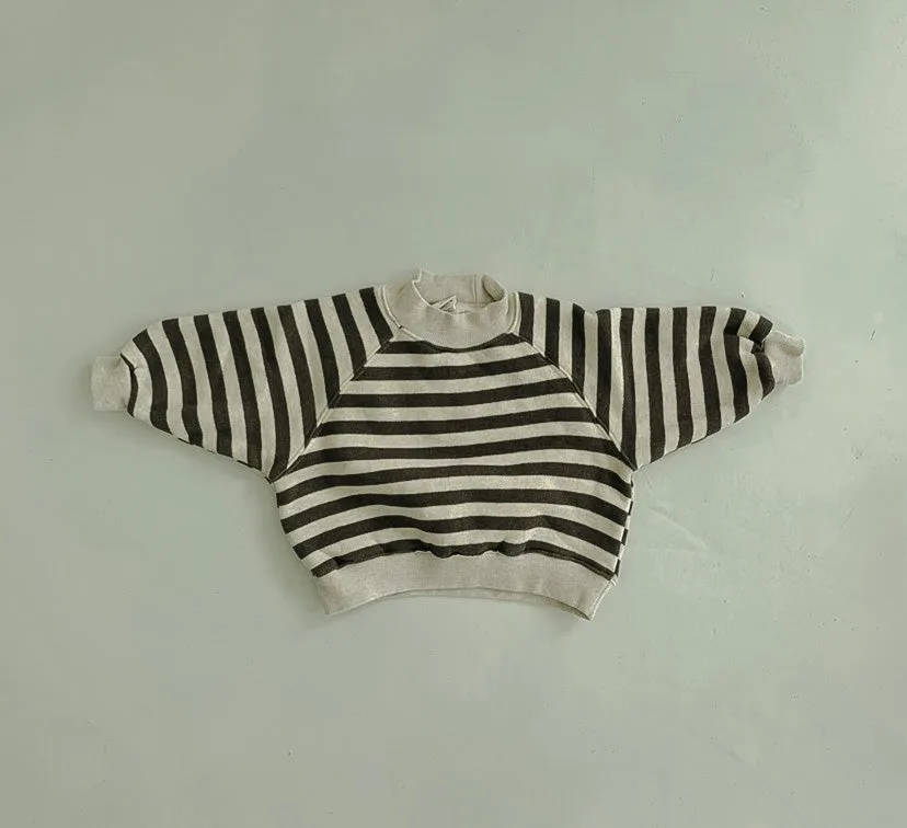 Striped Mockneck Knit Sweatshirts