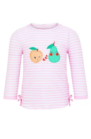SUNUVA Baby Girls Pink Stripe Fruit Friends Rash Vest