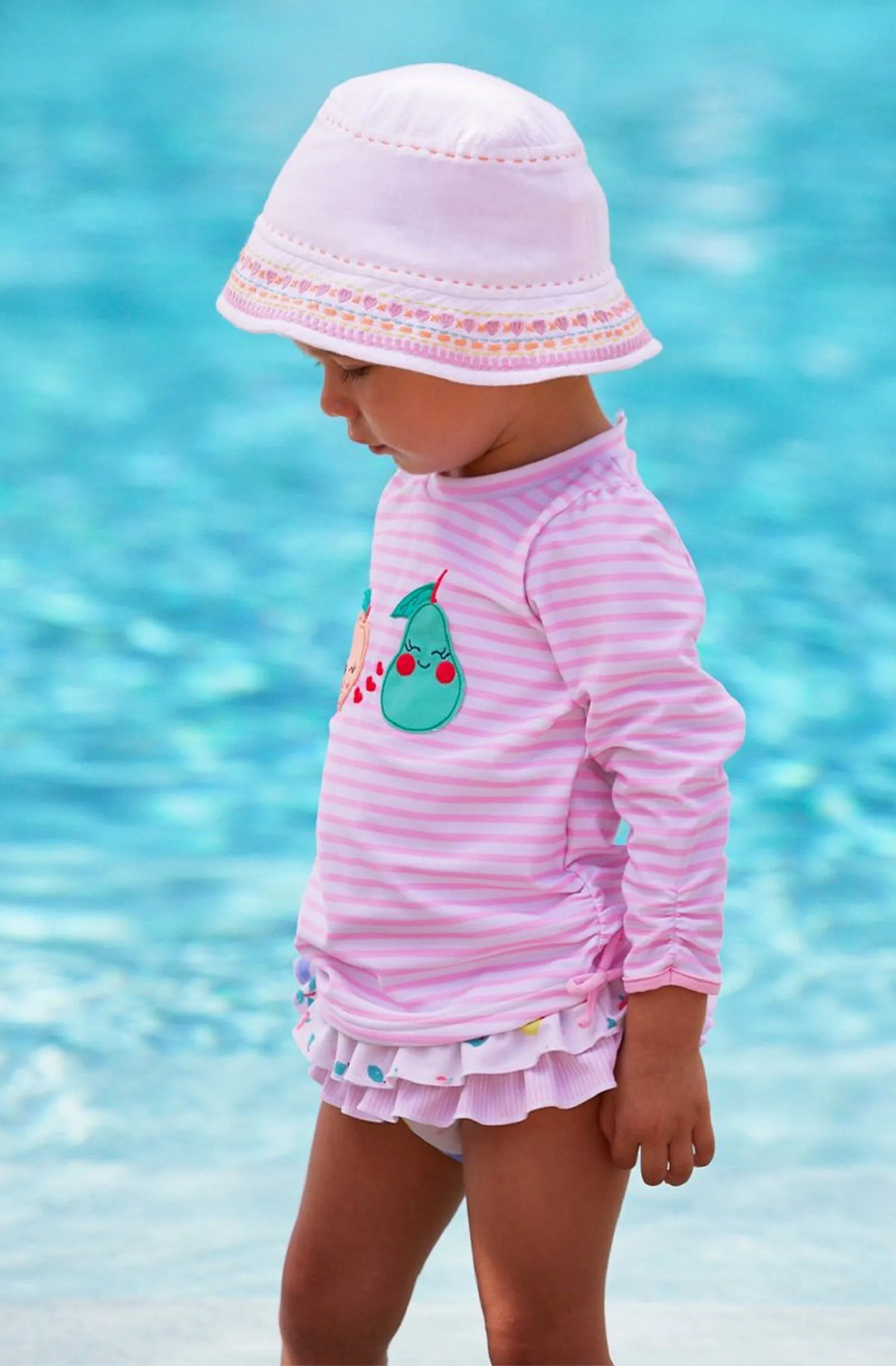SUNUVA Baby Girls Pink Stripe Fruit Friends Rash Vest