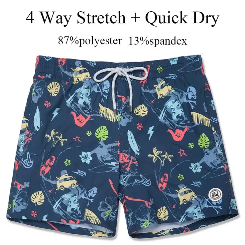 Surfcuz men's beach shorts boardshorts with mesh lining mens swimwear beachwear quick dry swim
