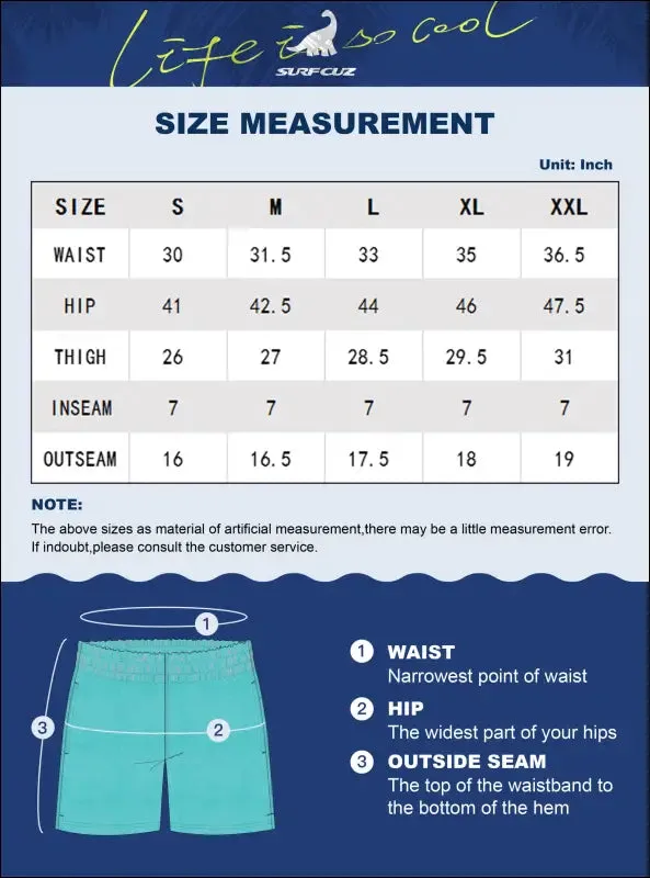 Surfcuz men's beach shorts boardshorts with mesh lining mens swimwear beachwear quick dry swim