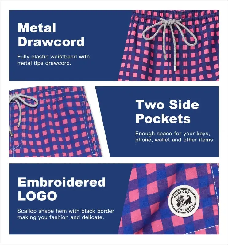 Surfcuz mens swim shorts quick dry beach board shorts with mesh lining 2022 new summer swim trunks