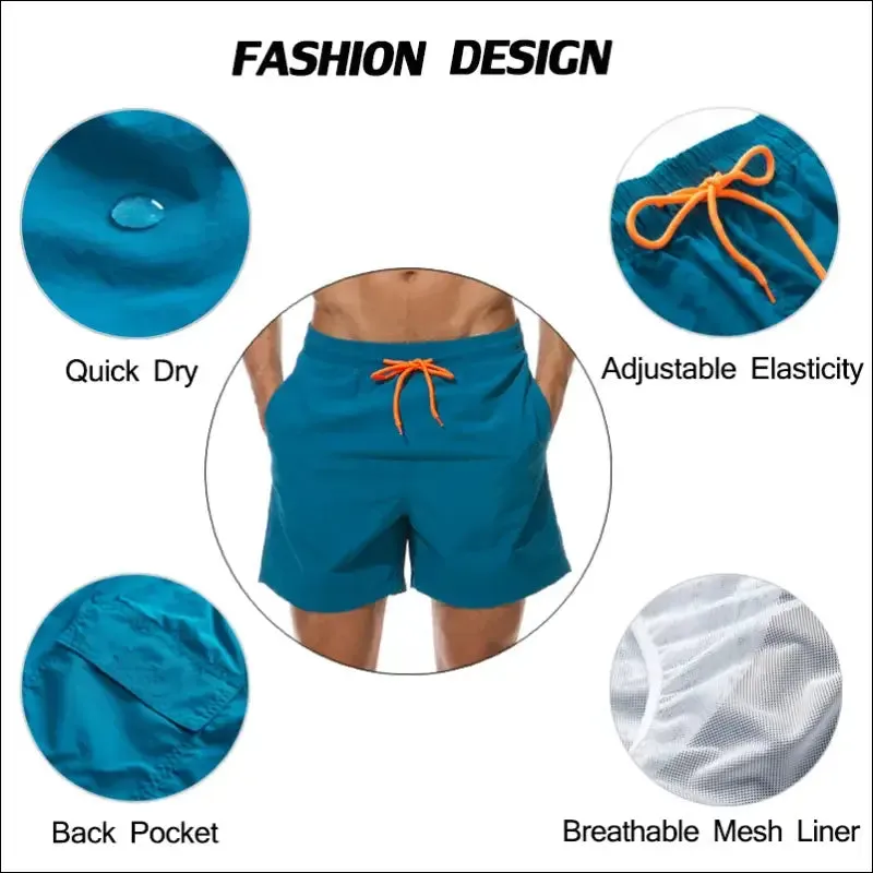 Swim shorts for men by escatch - quick dry, solid, nylon beach board shorts