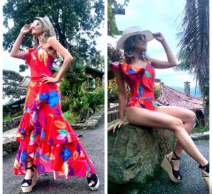 Swimsuit & Long Skirt Set