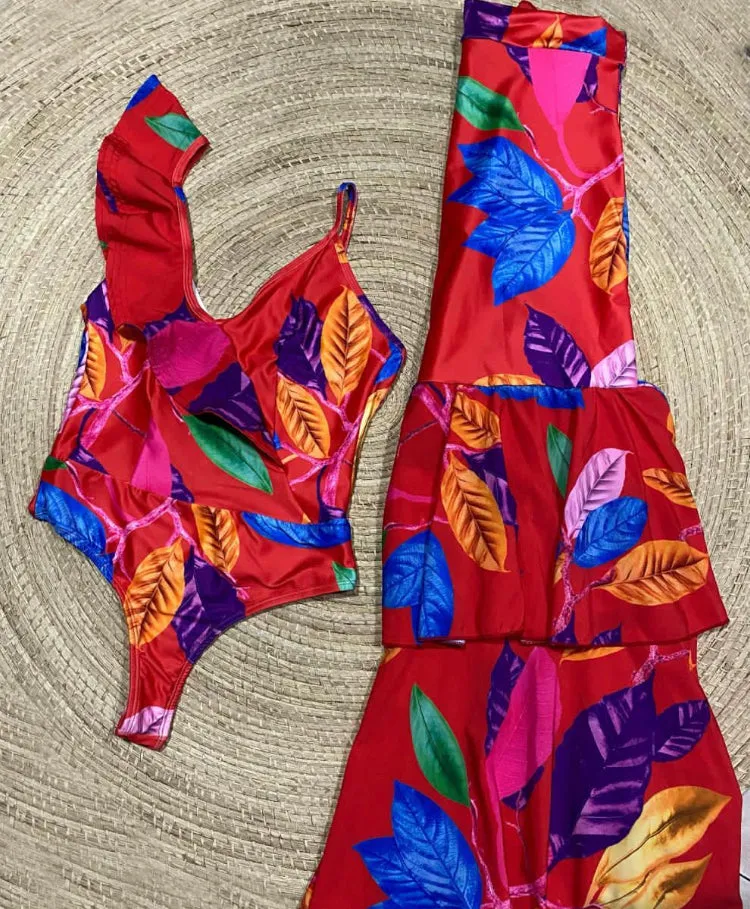 Swimsuit & Long Skirt Set