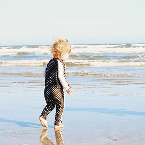 SwimZip Little Girl Long Sleeve Sunsuit Romper Swimsuit UPF 50 Sun Protection Black