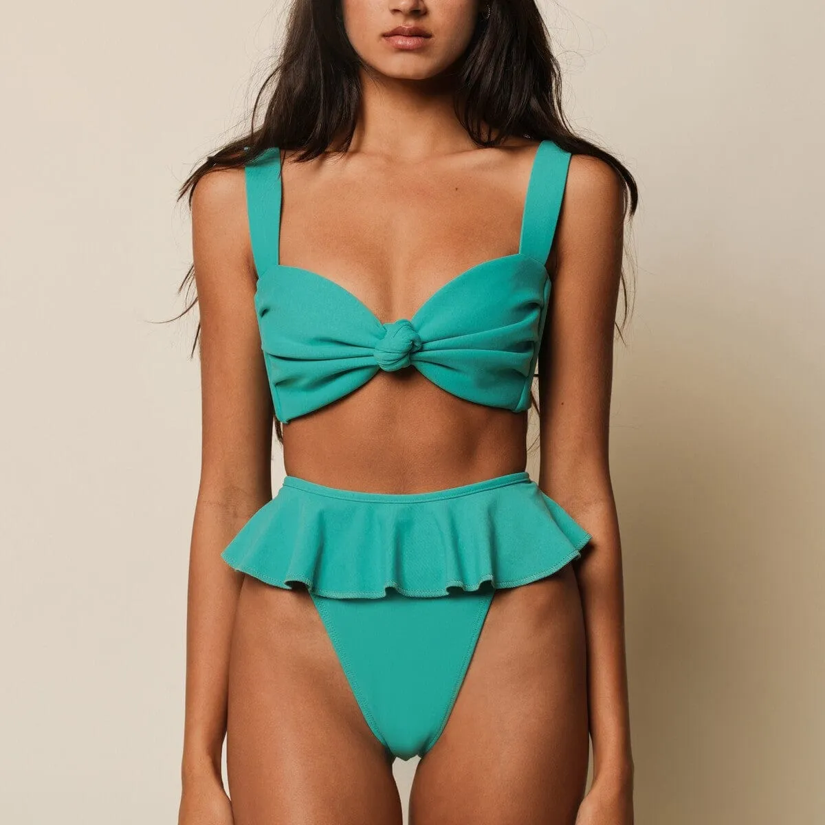 Teal Tamarindo Ruffle Bikini Bottom