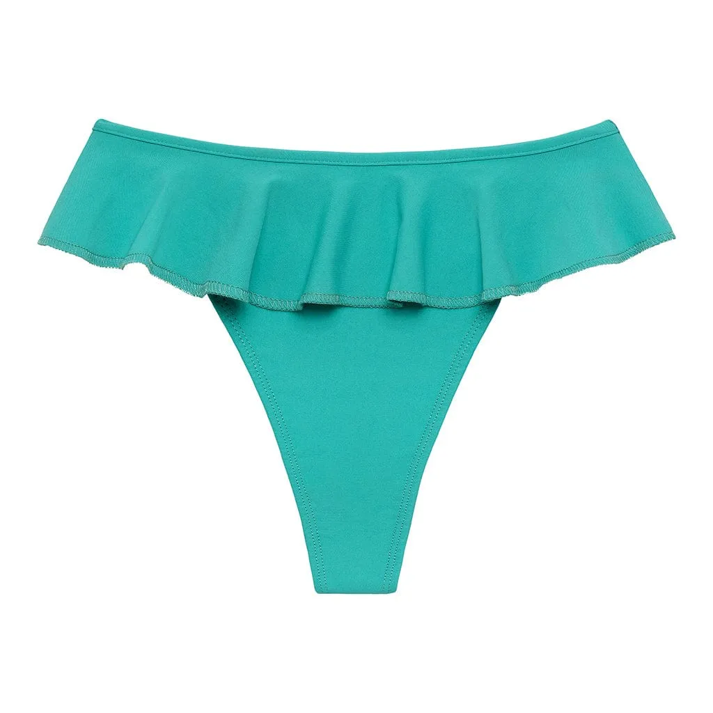Teal Tamarindo Ruffle Bikini Bottom