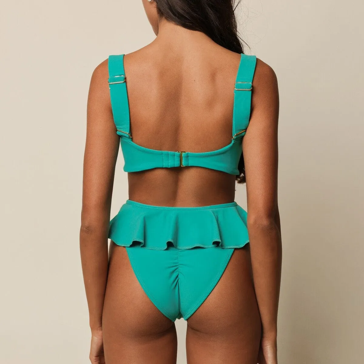 Teal Tamarindo Ruffle Bikini Bottom