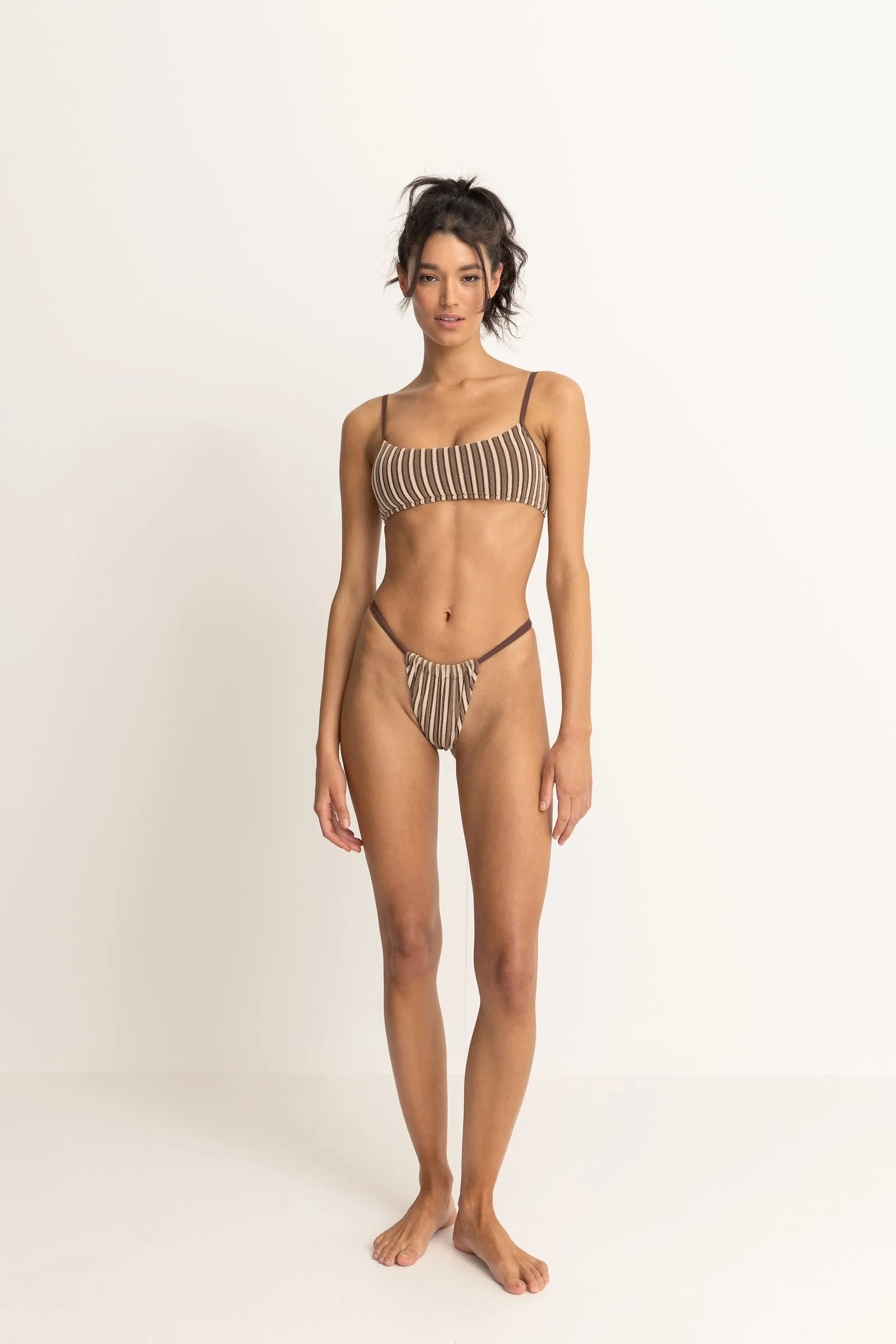 TERRY SANDS STRIPE SOFT SIDE ITSY PANT - COCOA