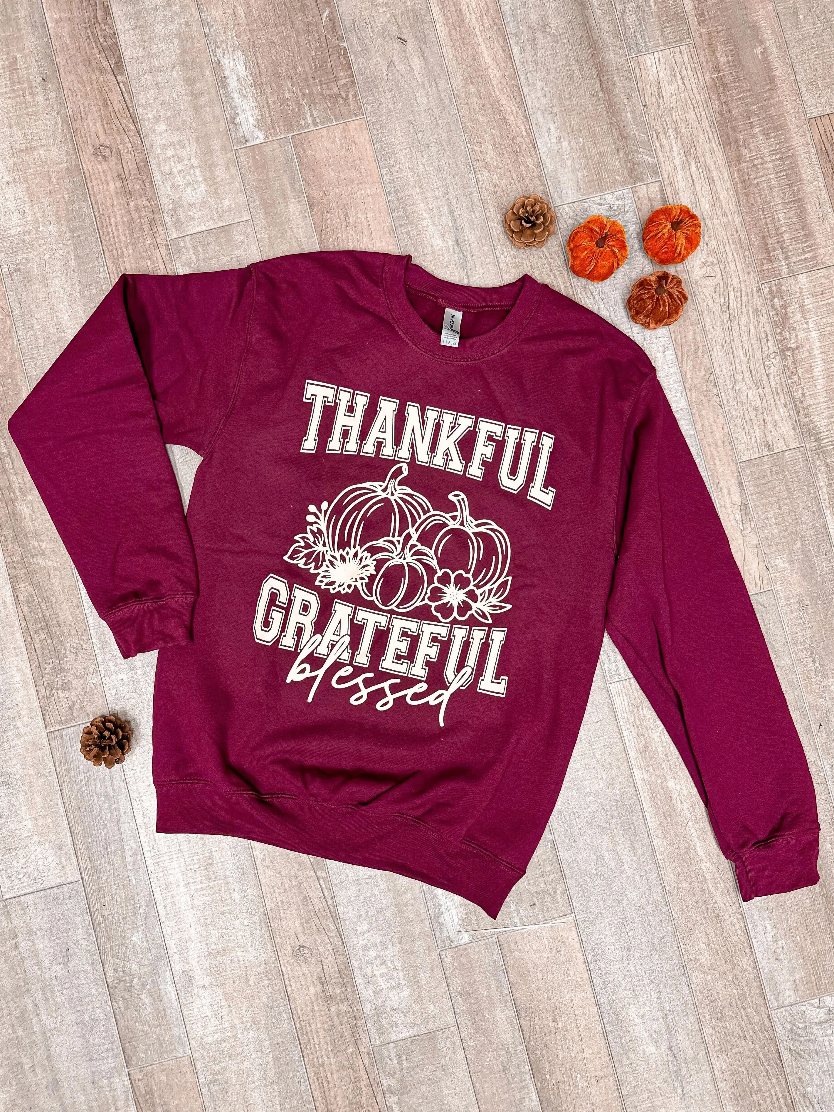 'Thankful, Grateful, Blessed' Fleece Sweatshirt