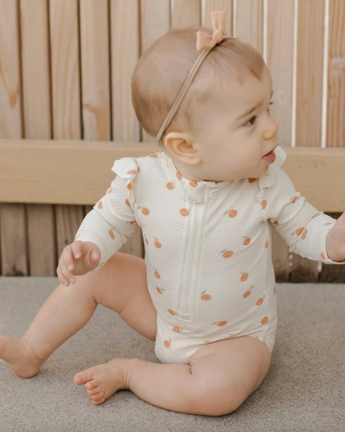 The Byron Rashguard Swimsuit by Quincy Mae - Oranges - BABY