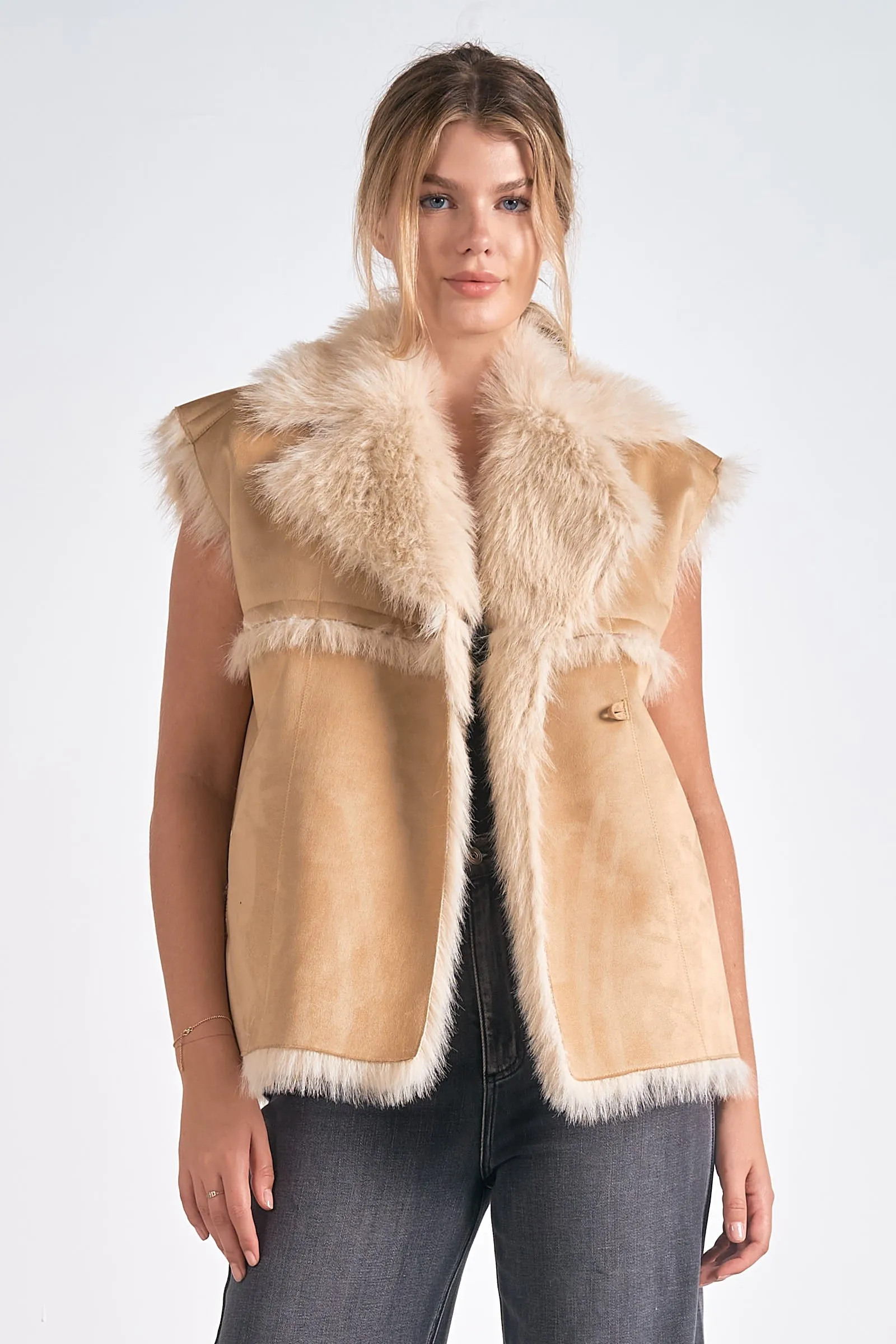 The Lenox Faux Fur   Suede Vest