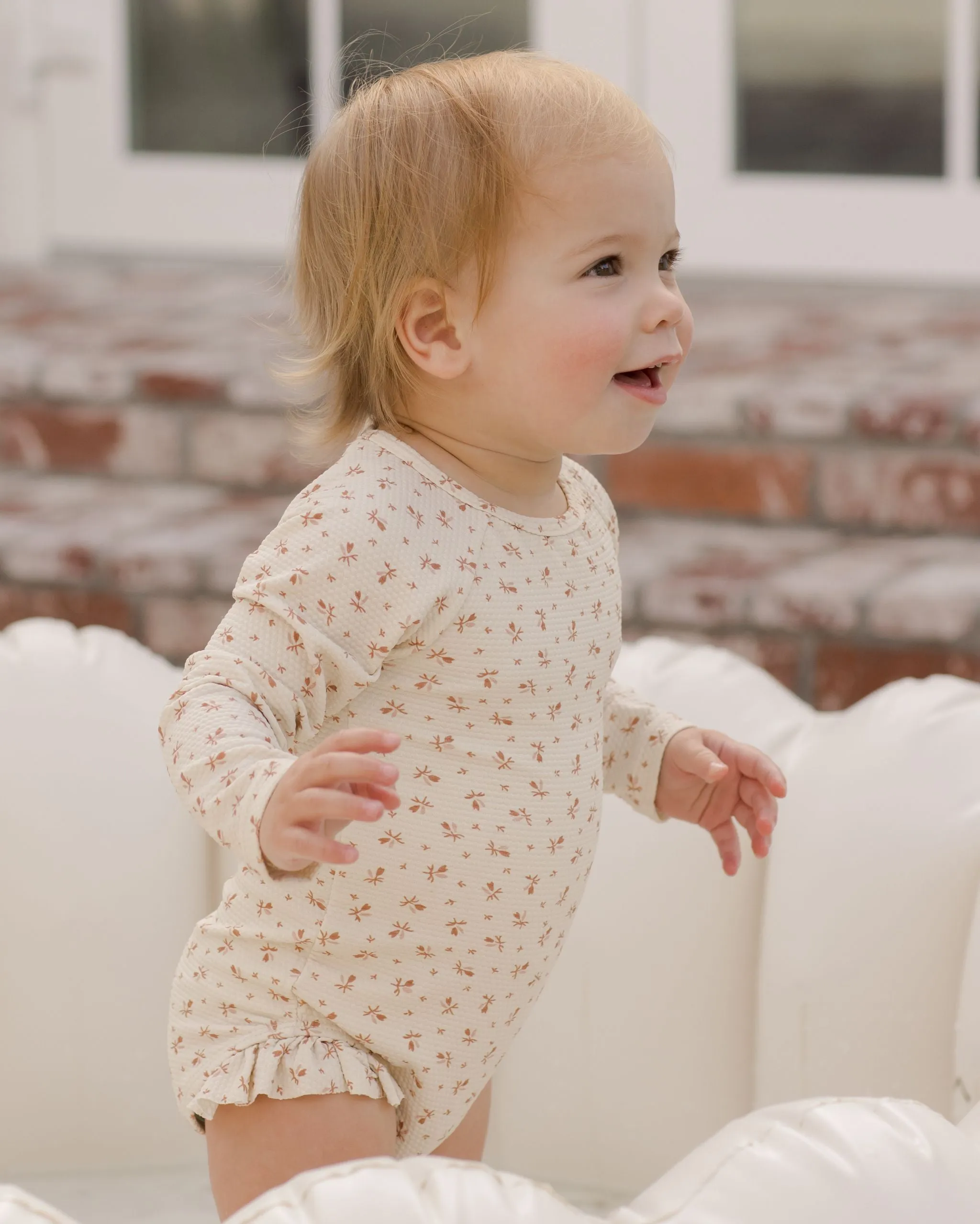 The Olivia Rashguard Swimsuit by Quincy Mae - Clay Ditsy - BABY