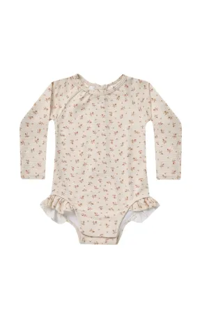 The Olivia Rashguard Swimsuit by Quincy Mae - Clay Ditsy - BABY