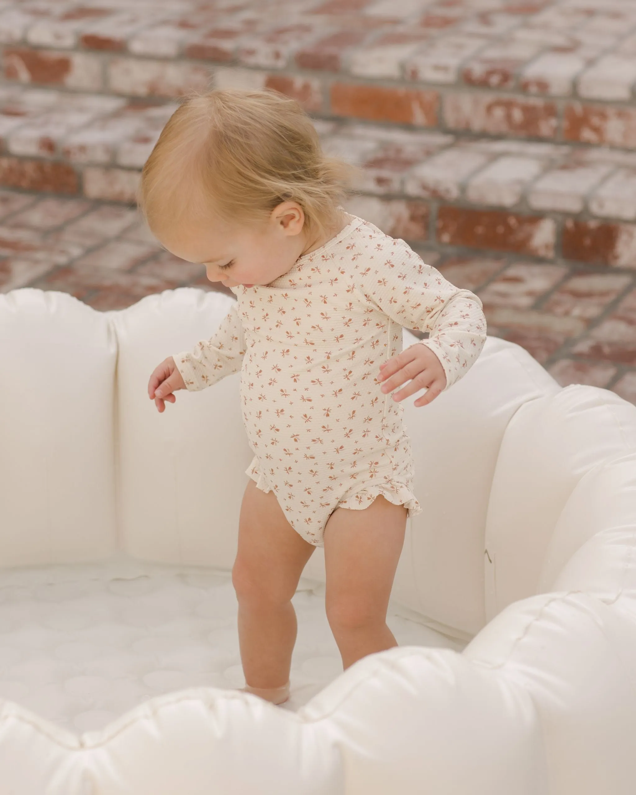 The Olivia Rashguard Swimsuit by Quincy Mae - Clay Ditsy - BABY