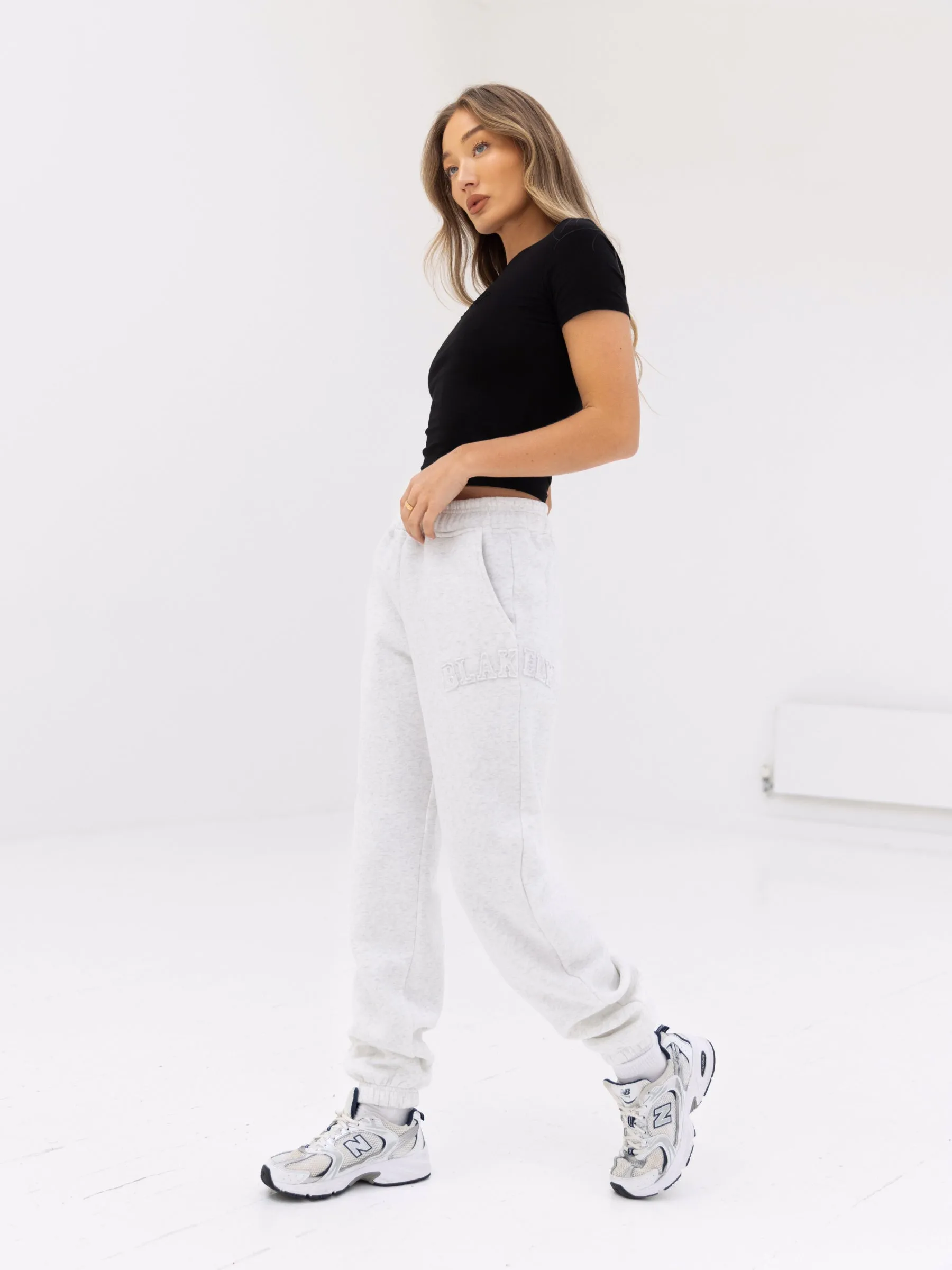 Tonal Varsity Sweatpants - Marl White