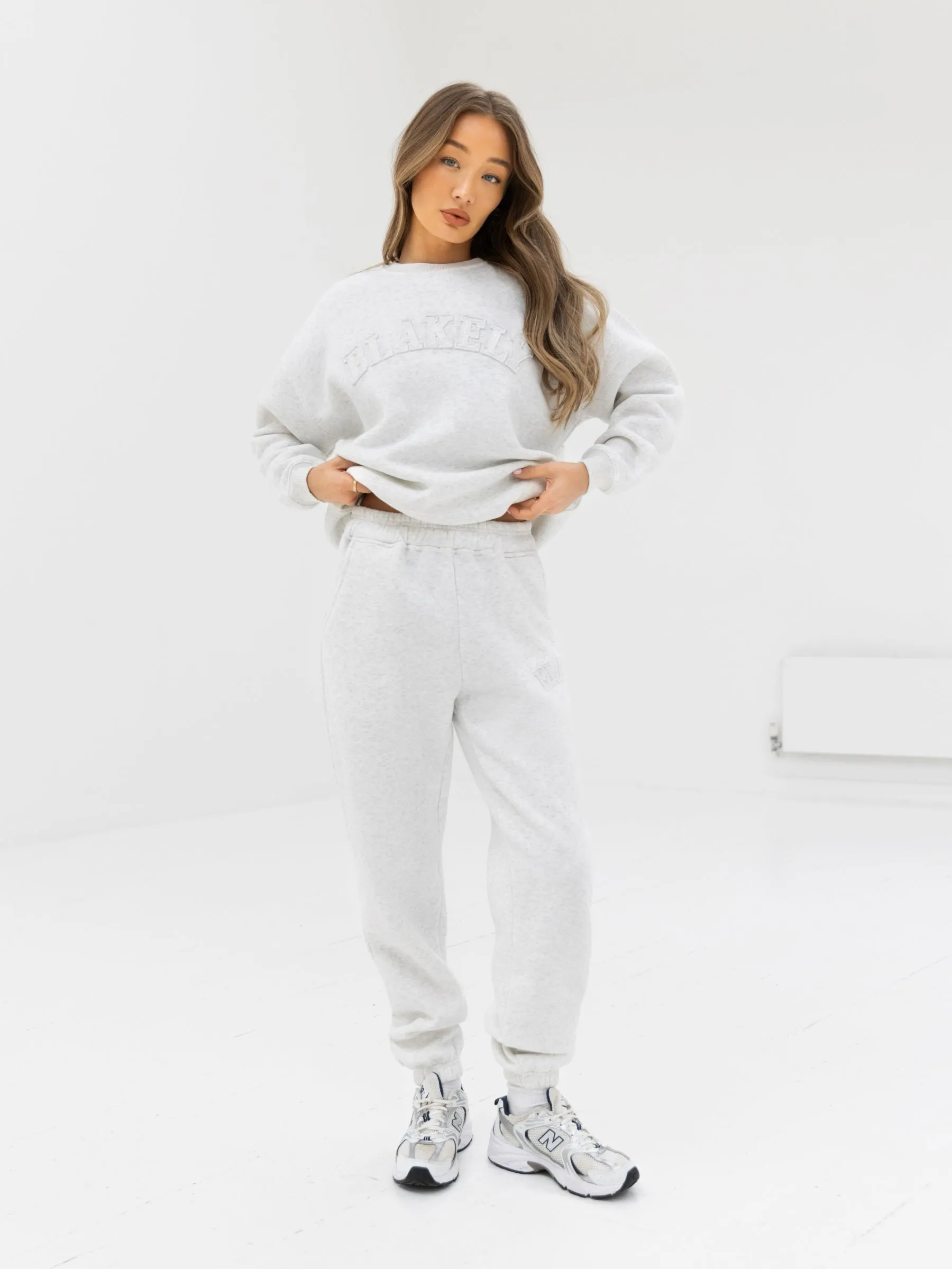 Tonal Varsity Sweatpants - Marl White