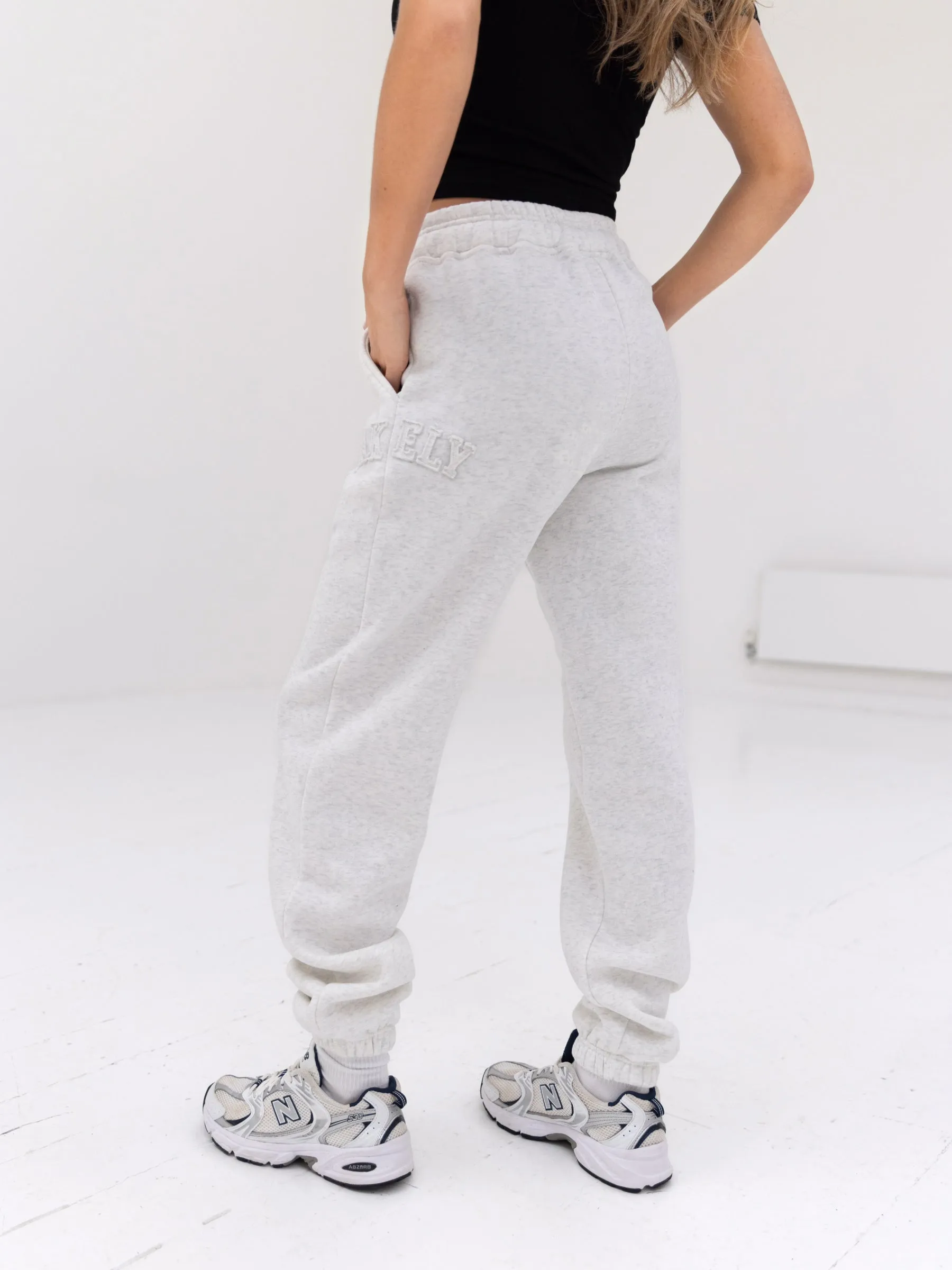 Tonal Varsity Sweatpants - Marl White