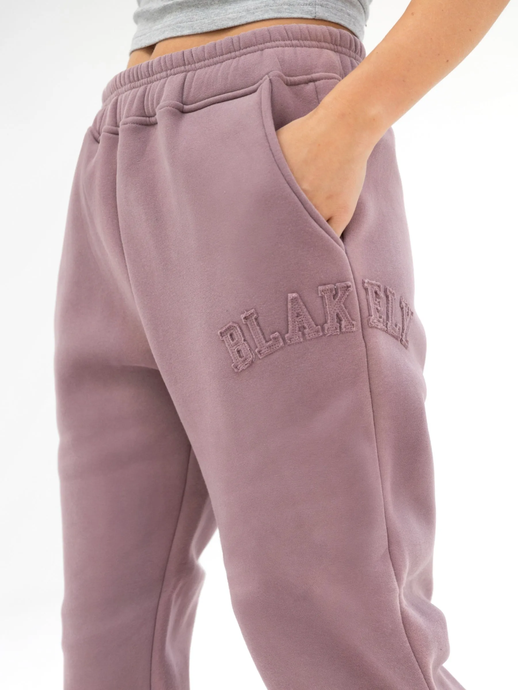 Tonal Varsity Sweatpants - Soft Mauve