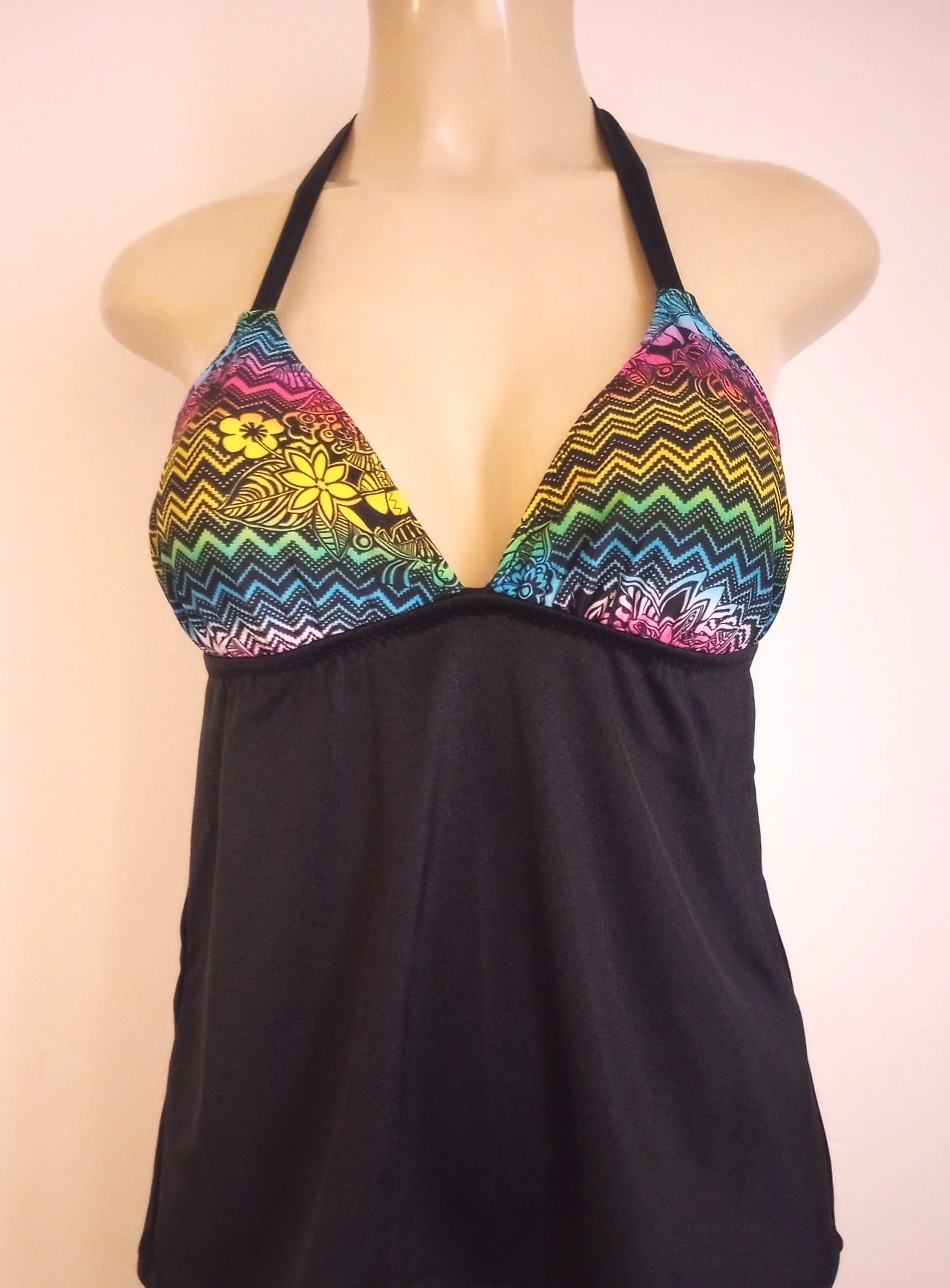 Triangle Halter Tankini Top Apron Back