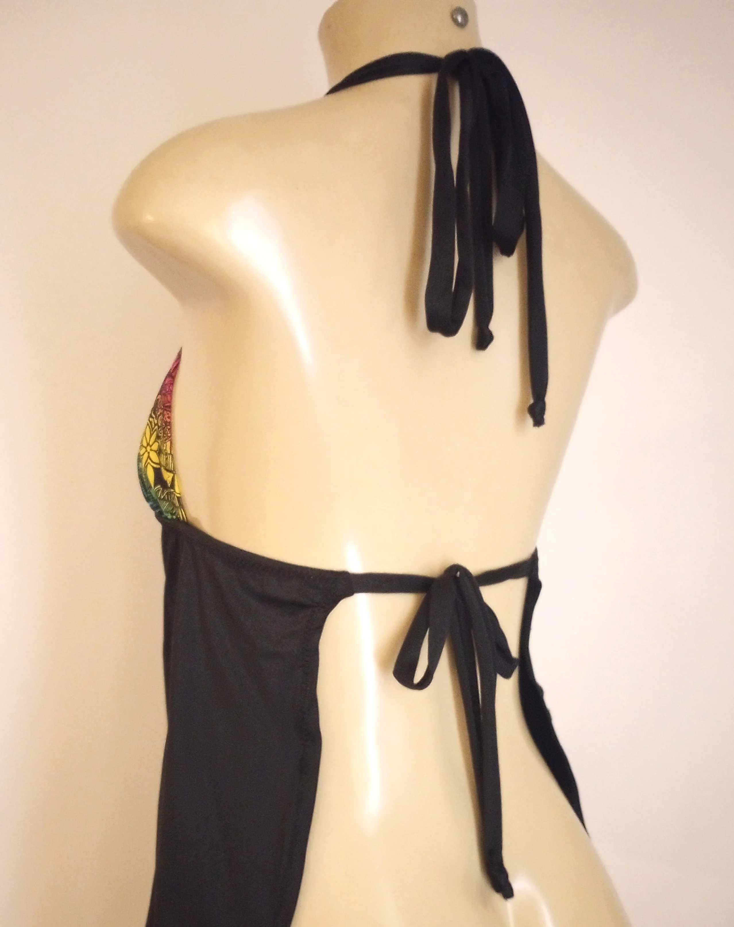 Triangle Halter Tankini Top Apron Back