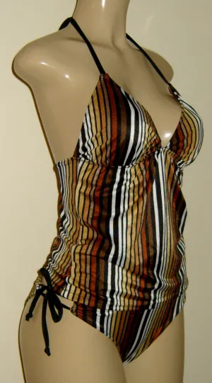 Triangle Top Halter Tankini and Keyhole Adjustable Side Bikini Bottom