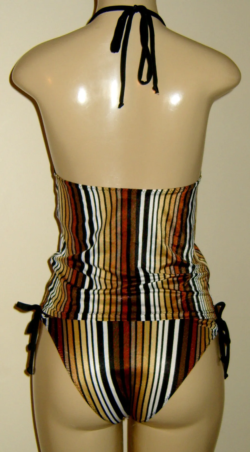 Triangle Top Halter Tankini and Keyhole Adjustable Side Bikini Bottom