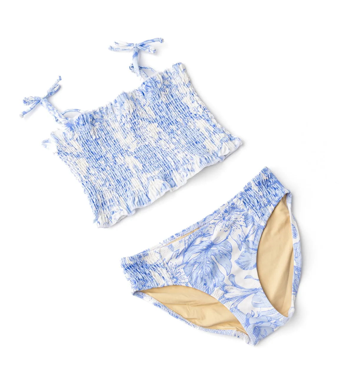 Tropical Blues 2-piece Smocked Bikini