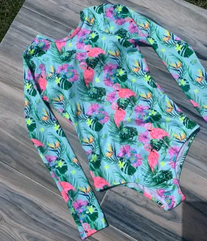 Tropical Long Sleeve Swimsuit