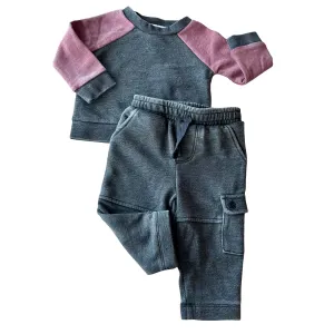 Two Tone Jogger Set | Burgundy