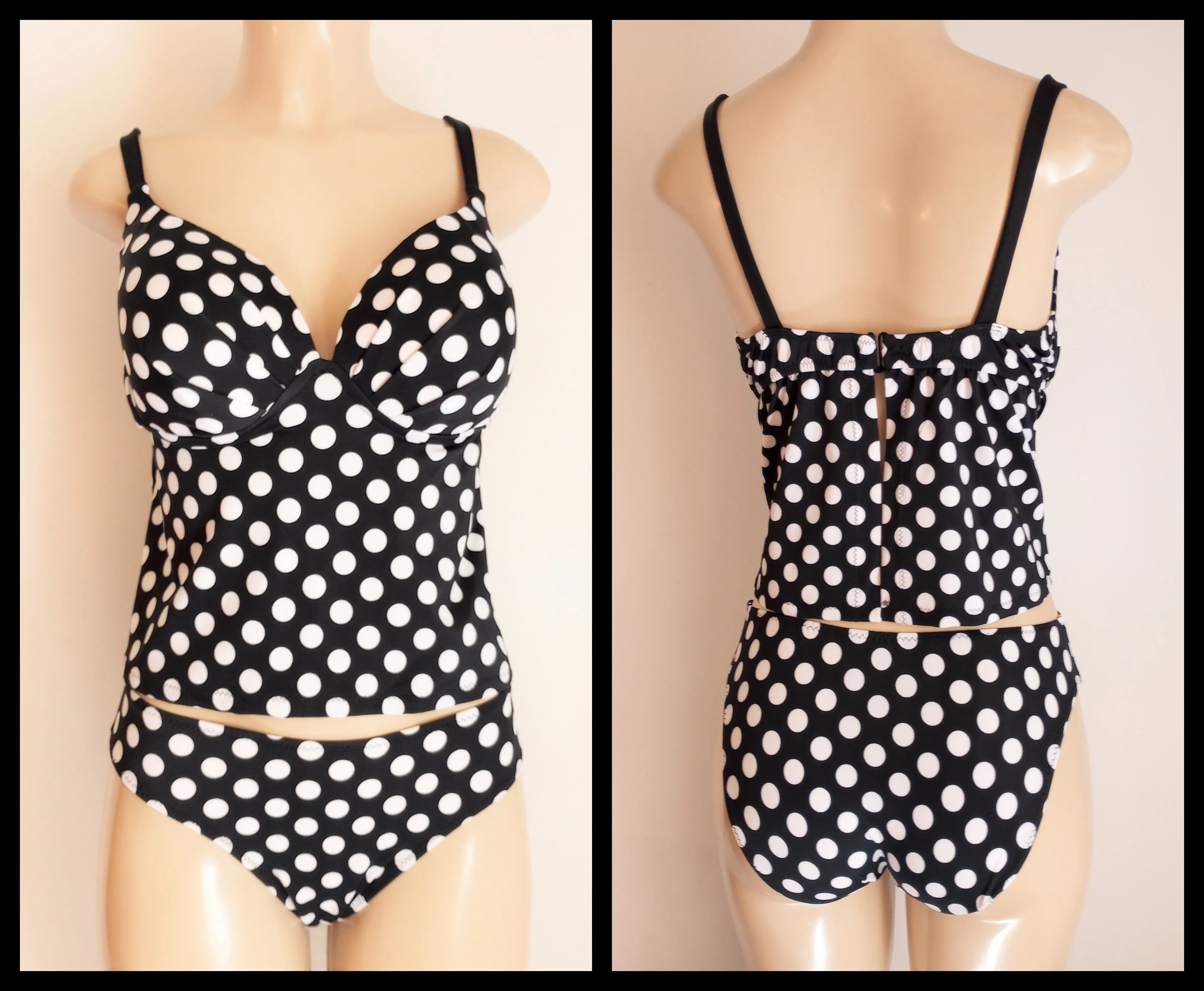 Underwire Push Up Tankini Top. Timeless Bikini Bottom