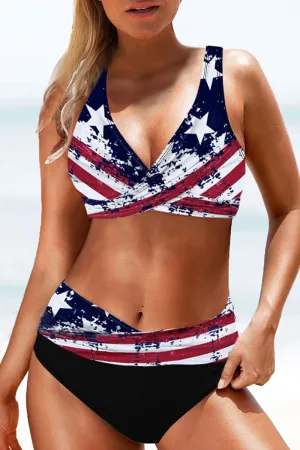 Vacation Print Split Joint Draw String Backless Swimwears(15 Colors)