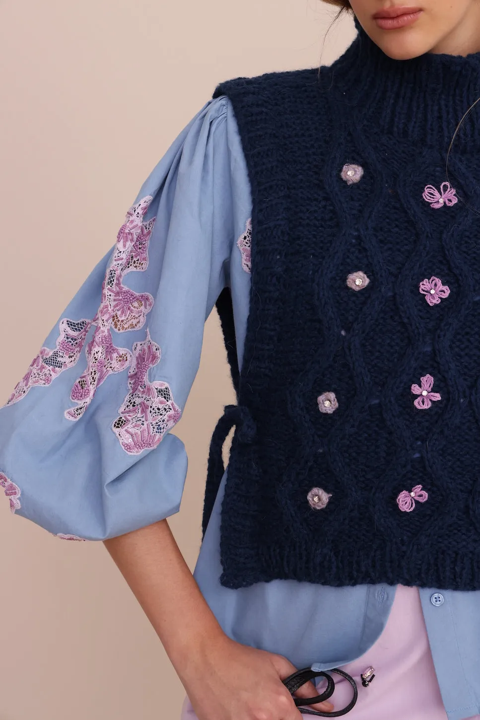 Vero Alfie Picasso Vest in Blue