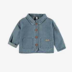 Veste à manches longues en denim, naissance || Long sleeves vest in denim, newborn