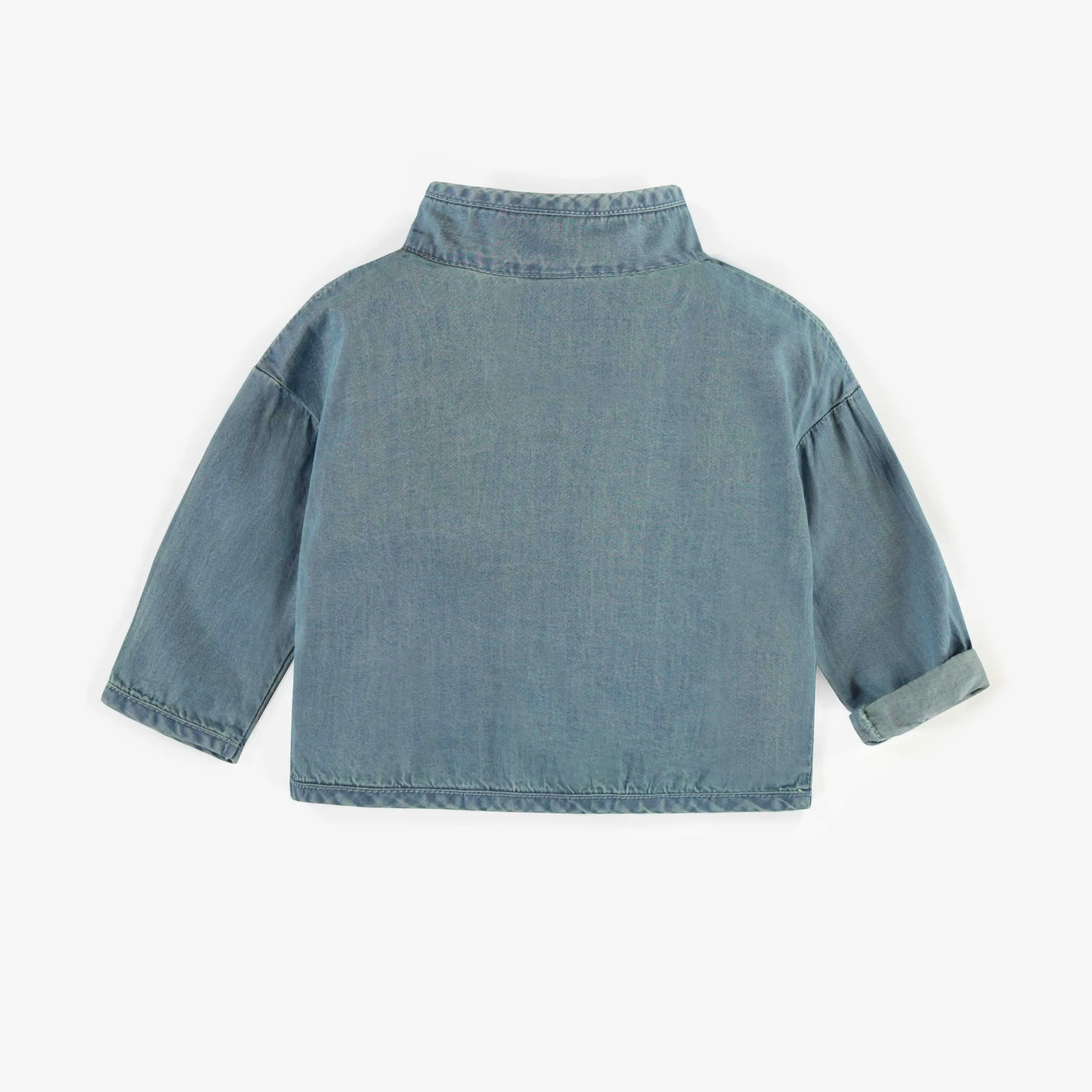 Veste à manches longues en denim, naissance || Long sleeves vest in denim, newborn