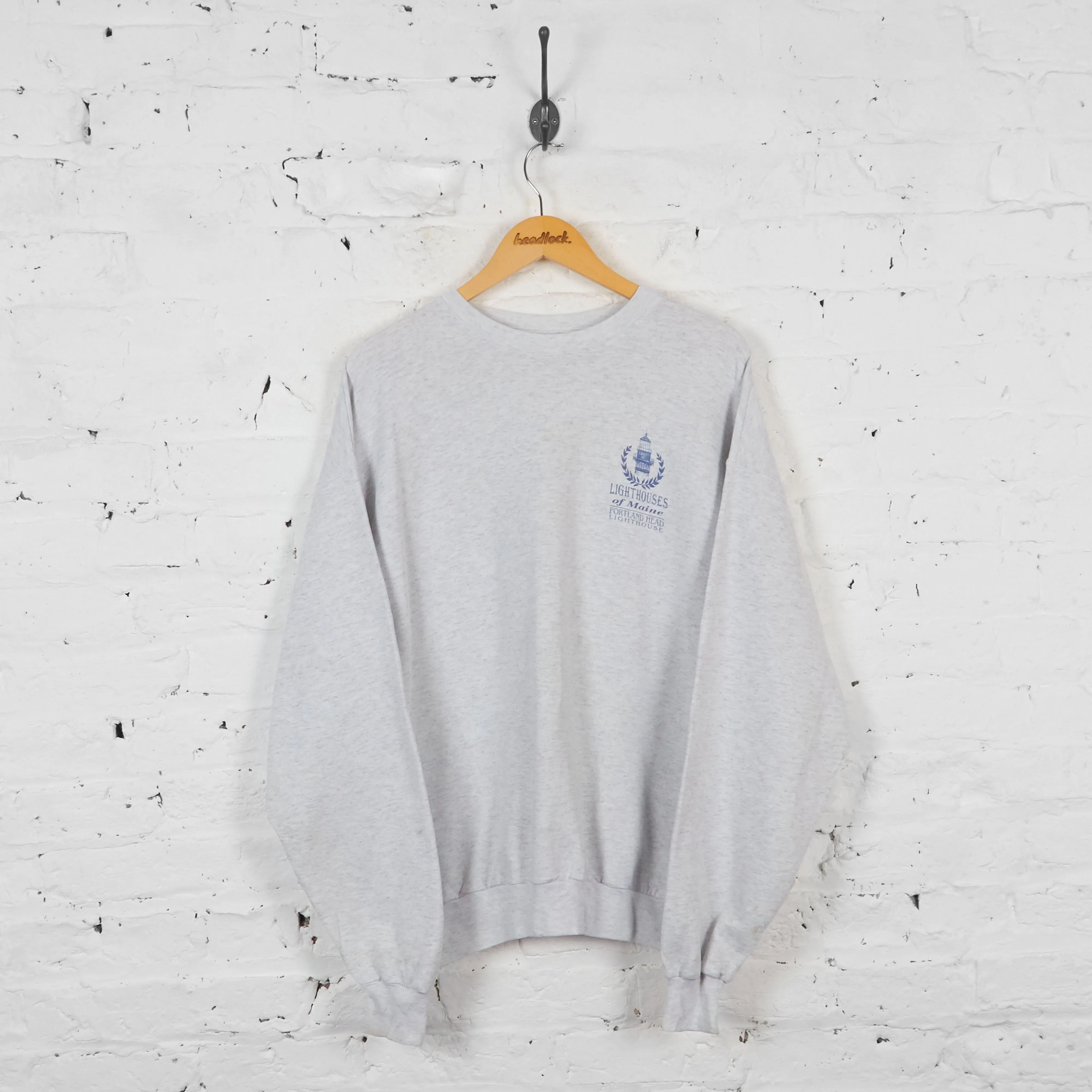 Vintage Lighthouses Of Maine Sweatshirt - Grey - L