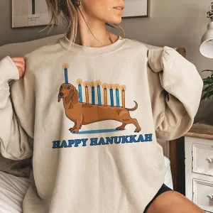 Weiner Dog Menorah Crewneck Unisex Sweatshirt
