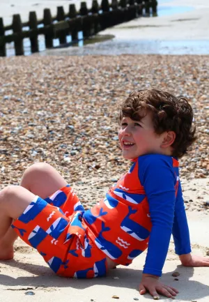 Whale Waves Print Kids' Rash Vest