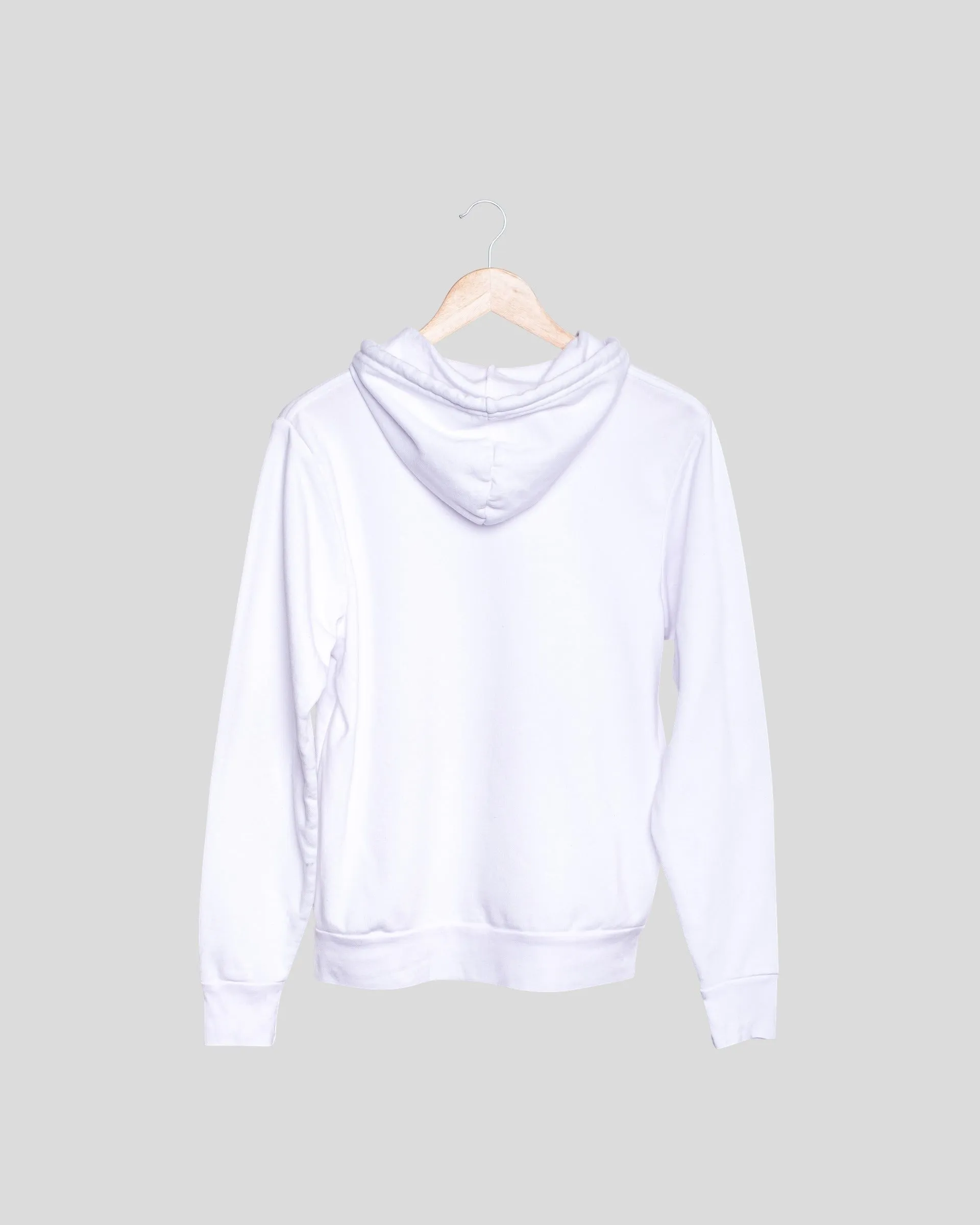 White Solid Unisex Hooded Sweatshirt