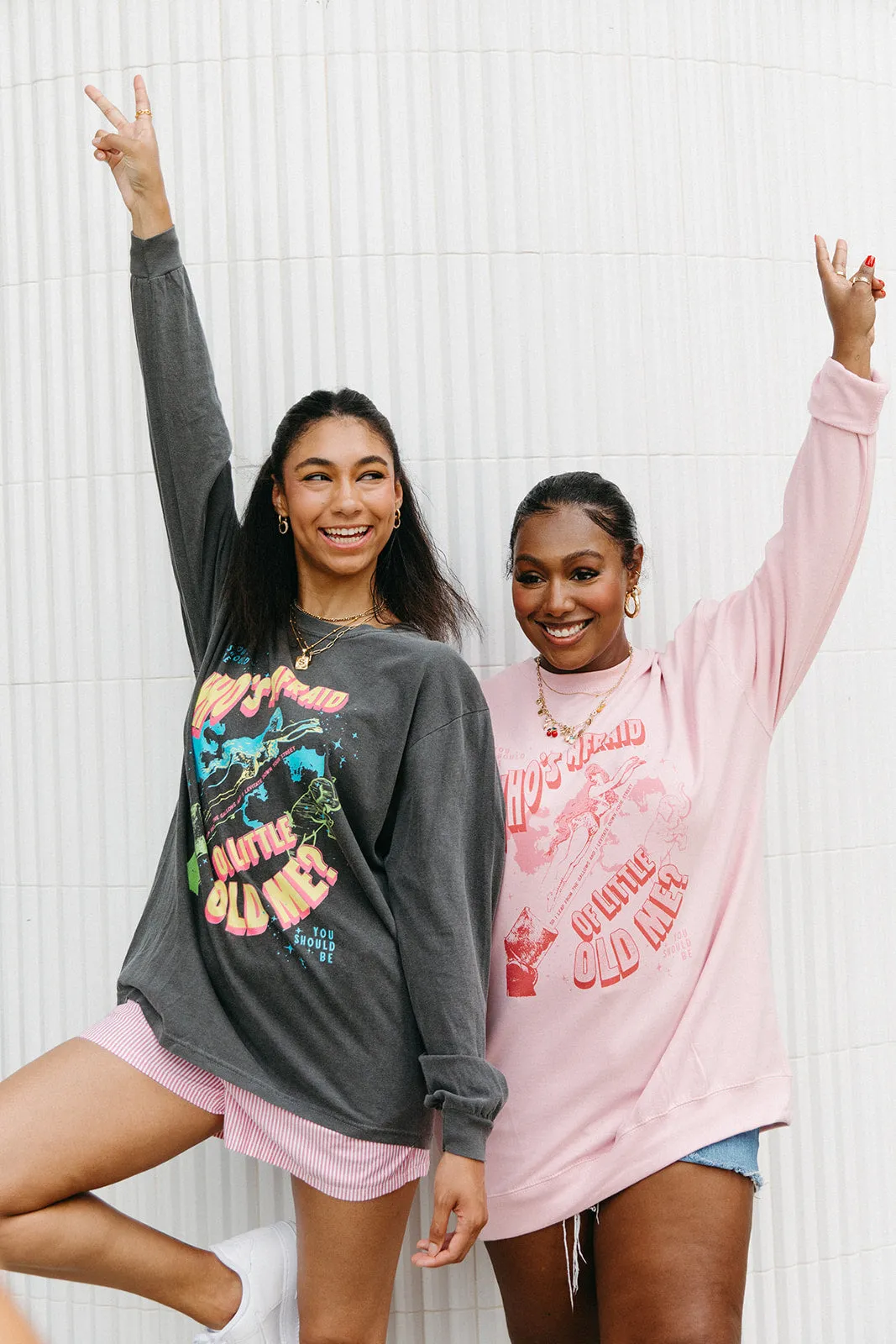 Who's Afraid Of Little Old Me Sweatshirt In Baby Pink