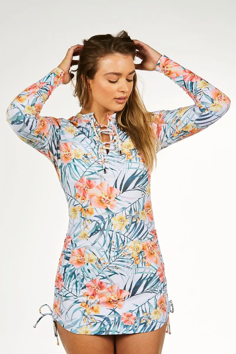 Womens Convertible Rashie in Island Breeze White
