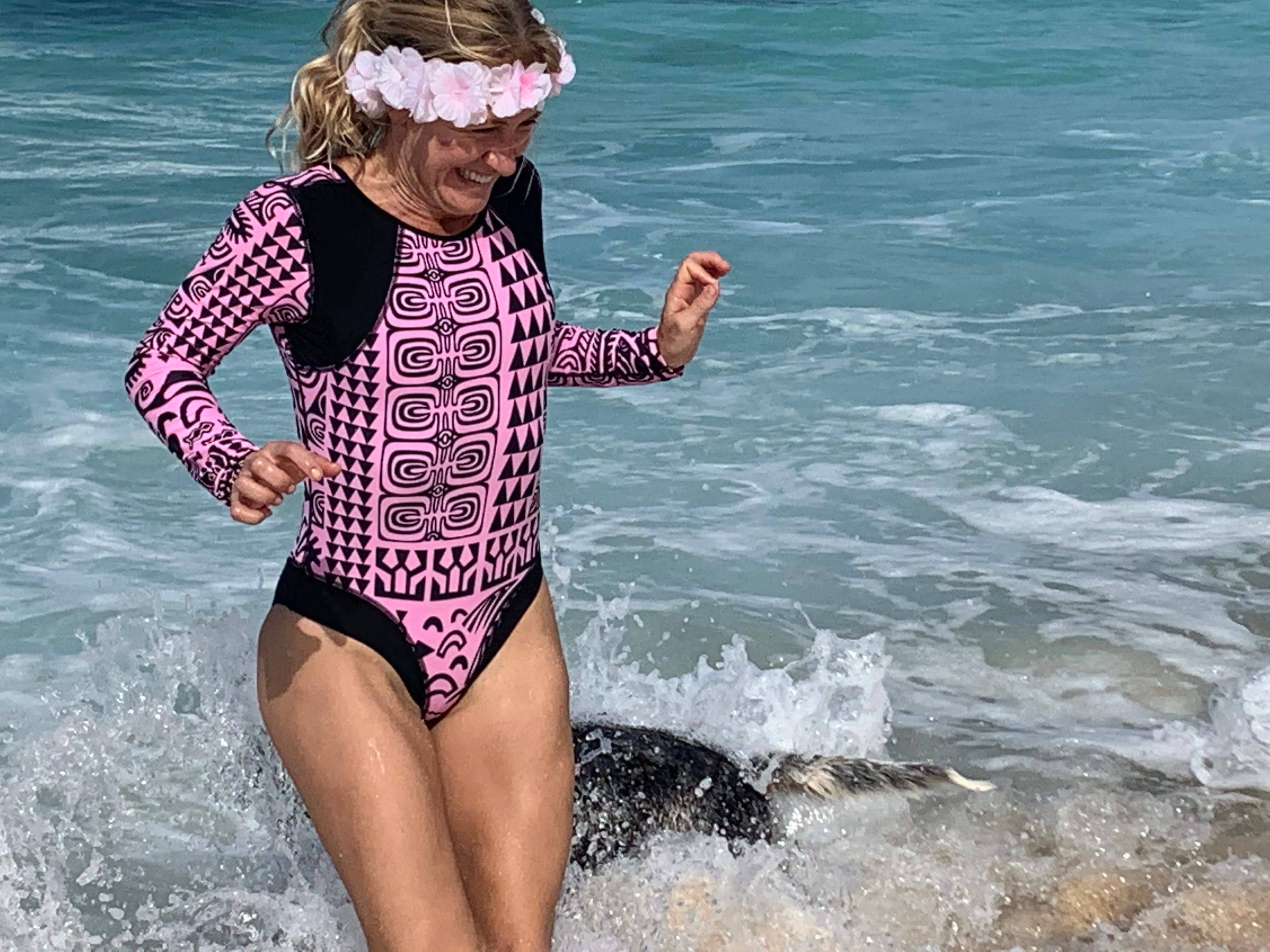 Women's Coolie-Kini Matamua Print ~ Pink / Navy
