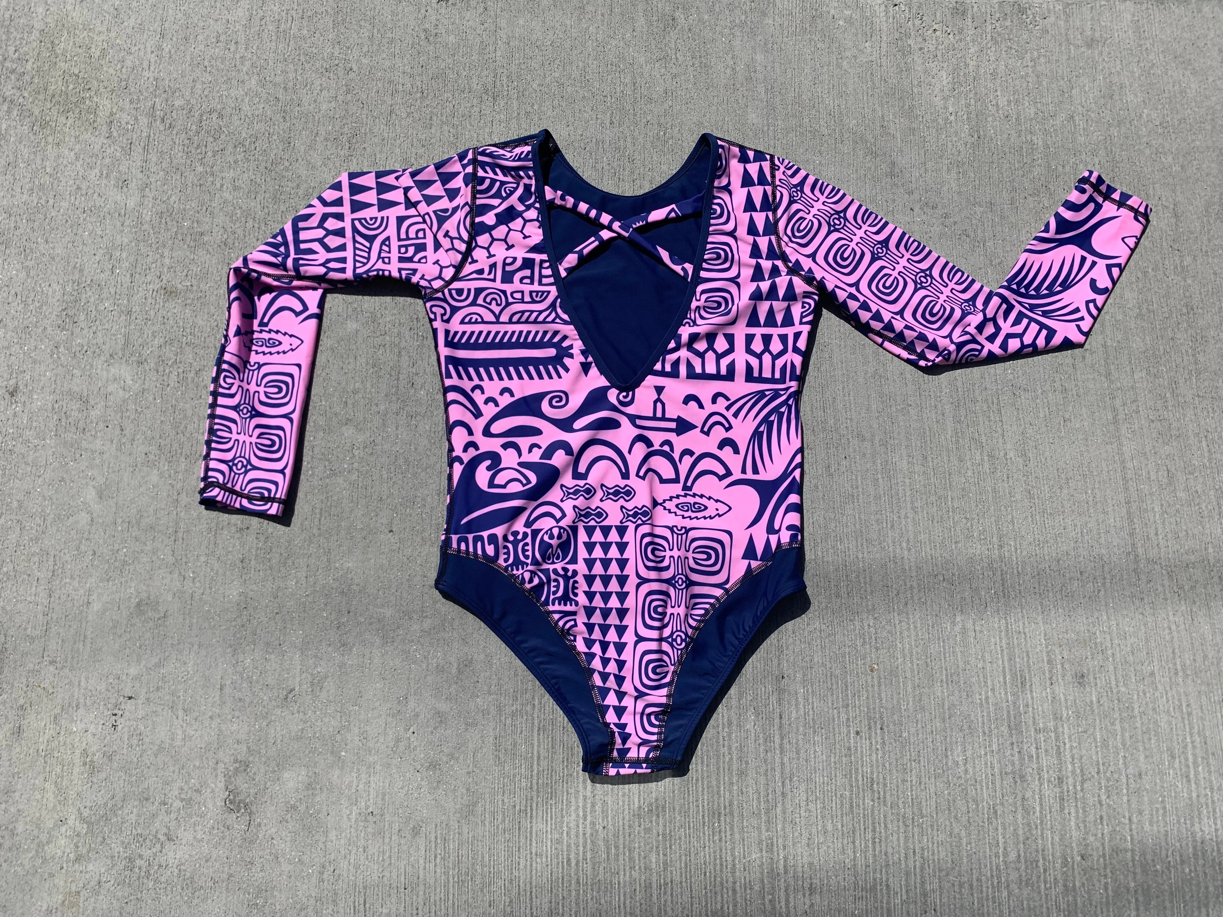 Women's Coolie-Kini Matamua Print ~ Pink / Navy