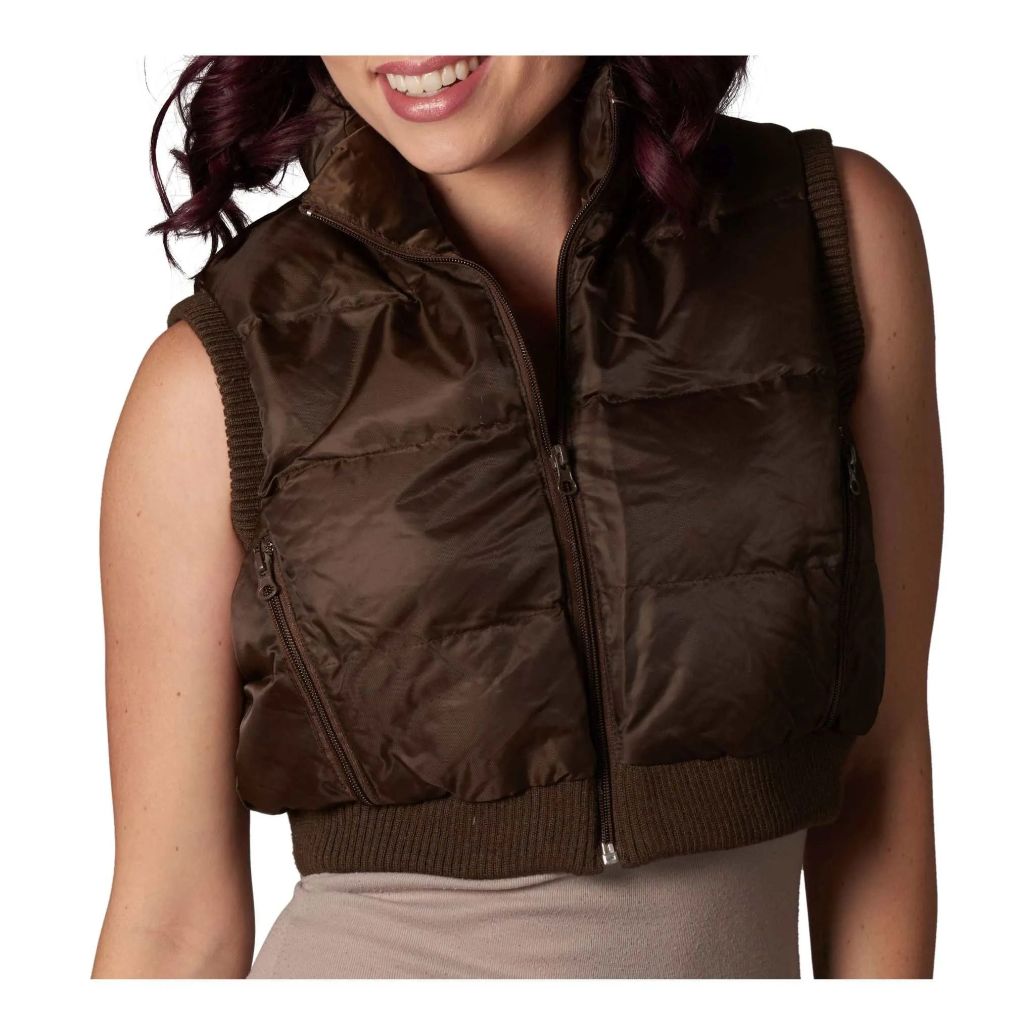 Women's Lightweight Cropped Winter Vest - Warm & Stylish Sleeveless Jacket