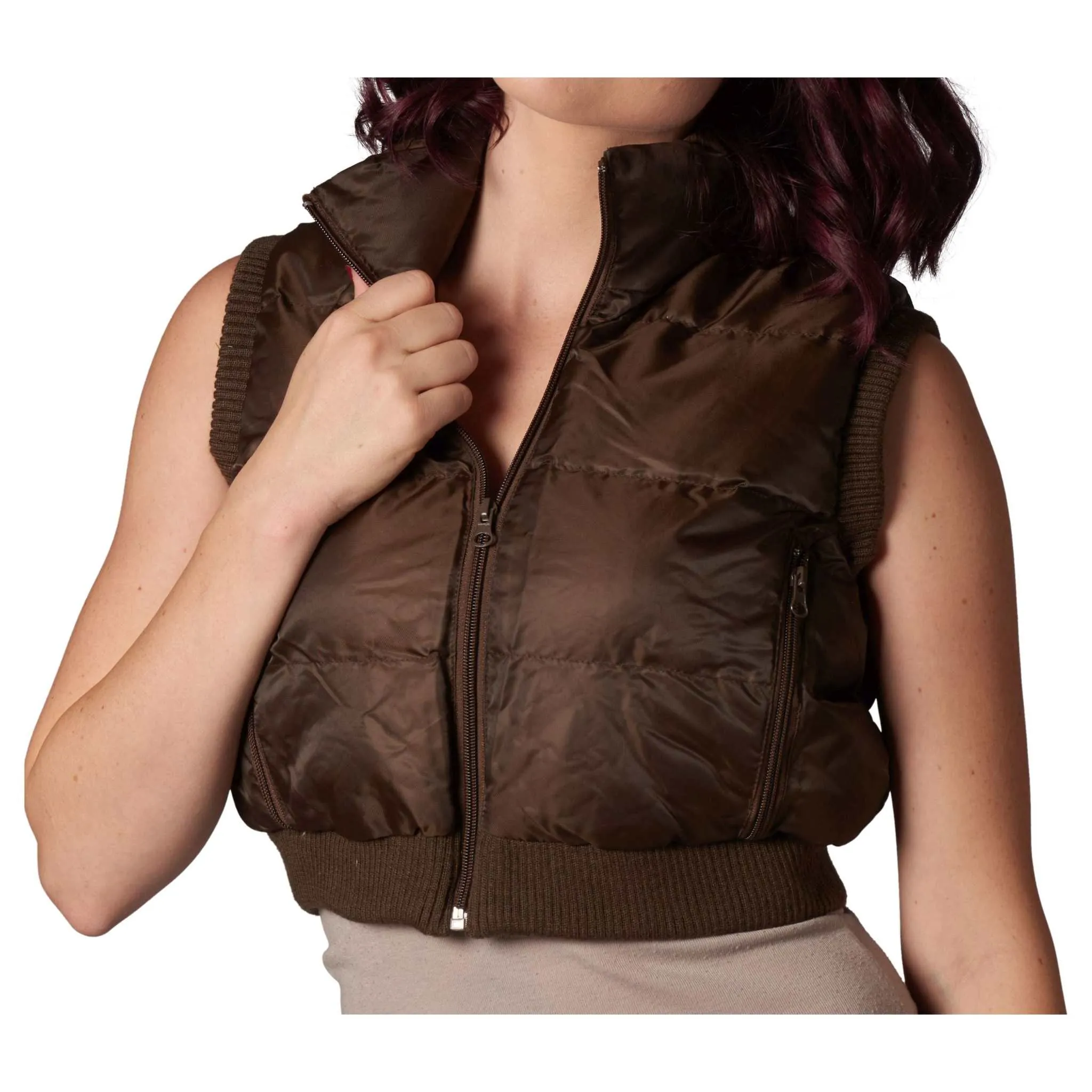Women's Lightweight Cropped Winter Vest - Warm & Stylish Sleeveless Jacket