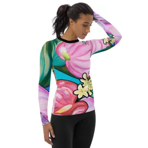 Women's Rash Guard: Tropical Anthirium Flower