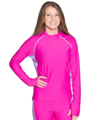 Women's Snorkel Long Sleeve Rash Guard - Fuchsia / Lavender